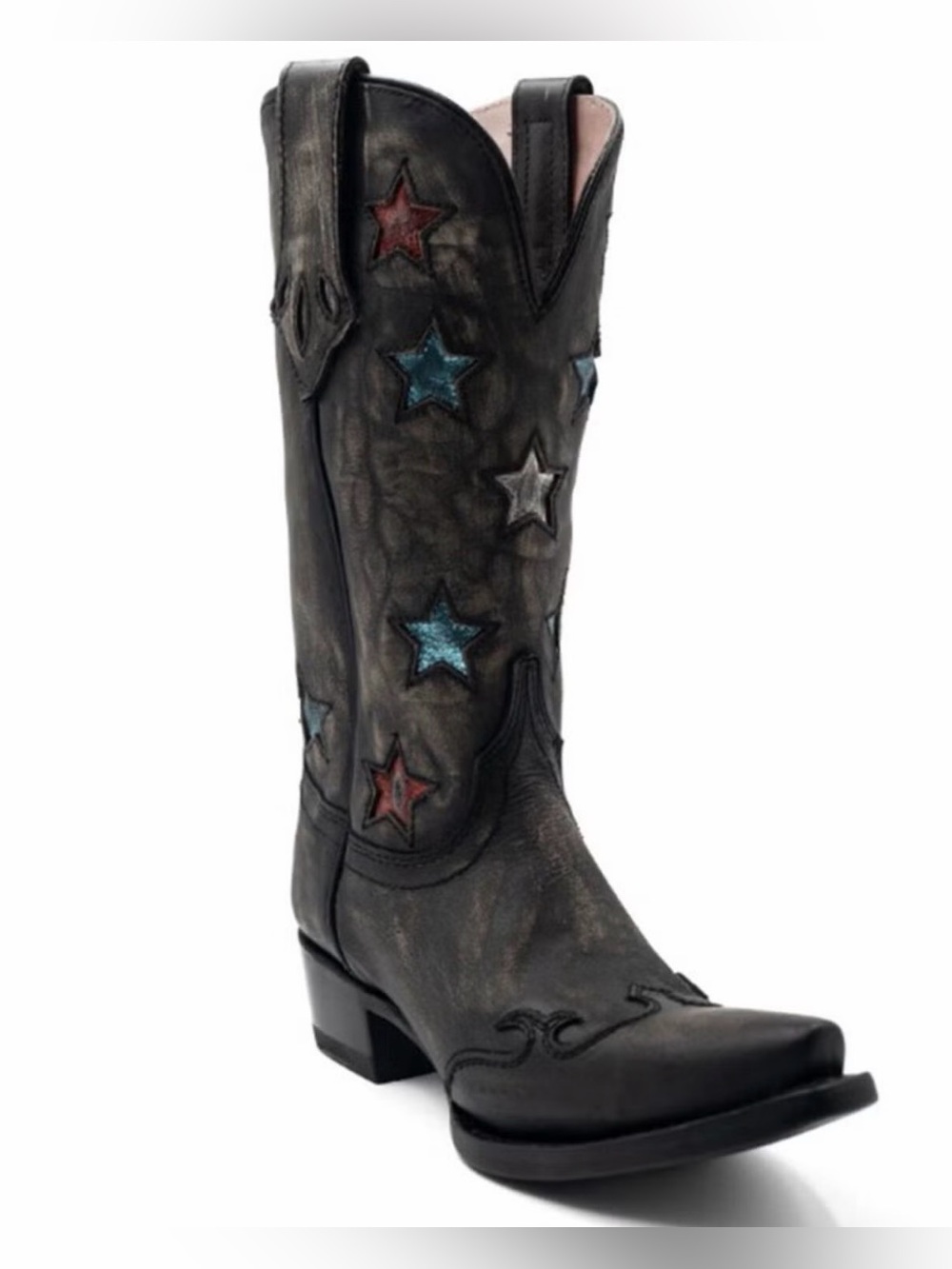 Ferrini Women's Estrella Star Inlay Tall Western Boots - Snip Toe!!(Size 7.5B)